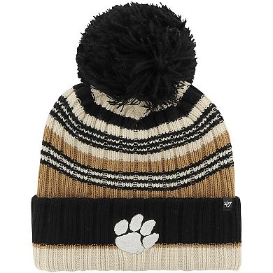Women's '47 Khaki Clemson Tigers Barista Cuffed Knit Hat with Pom