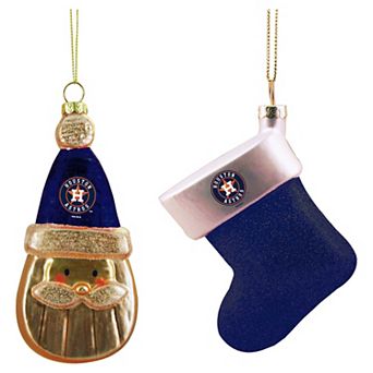 Houston Astros Two-Pack Snowman & Stocking Blown Glass Ornament Set