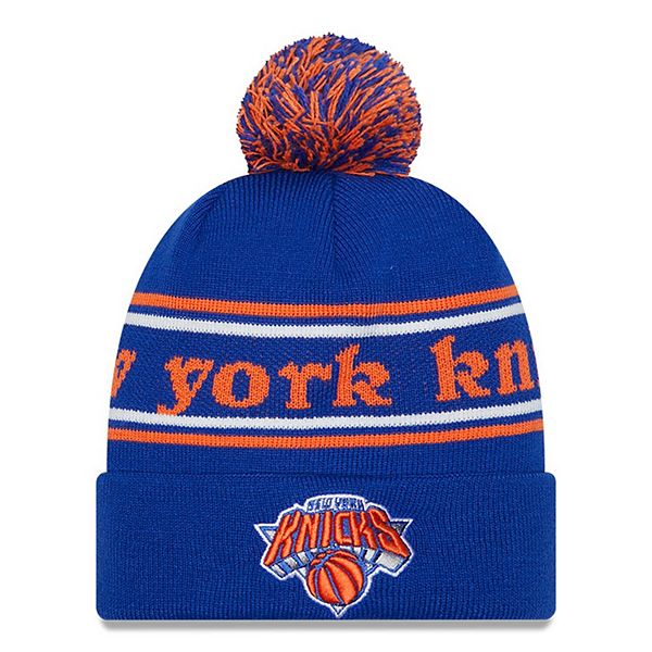 Men's New Era Blue New York Knicks Marquee Cuffed Knit Hat with Pom