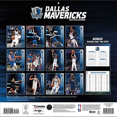 Dallas Mavericks 2024 12'' x 12'' Team Wall Calendar