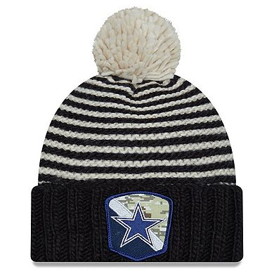 Women's New Era  Black Dallas Cowboys 2023 Salute To Service Cuffed Pom Knit Hat