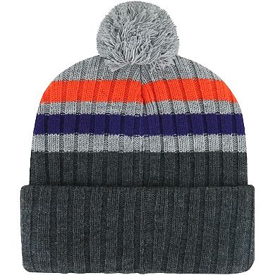 Men's '47 Charcoal Clemson Tigers Stack Striped Cuffed Knit Hat with Pom