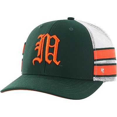 Men s 47 Green Miami Hurricanes Straight Eight Adjustable Trucker Hat