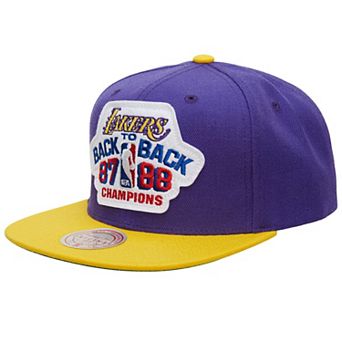 Men's Mitchell & Ness Purple/Gold Los Angeles Lakers Hardwood Classics 1987/88 Back-to-Back NBA Champions Snapback Hat
