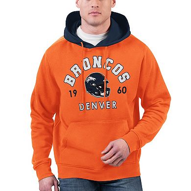 Men's G-III Sports by Carl Banks Orange Denver Broncos Colorblock Pullover Hoodie