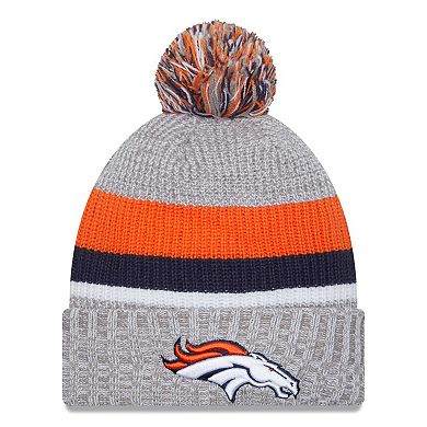 Men's New Era Heather Gray Denver Broncos Cuffed Knit Hat with Pom