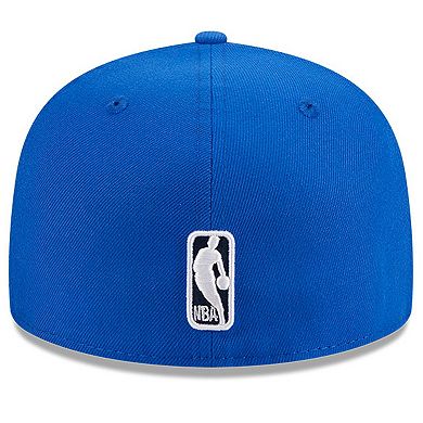 Men's New Era Blue Dallas Mavericks Chainstitch Logo Pin 59FIFTY Fitted Hat