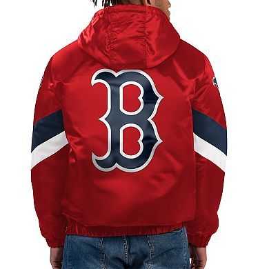 Men's Starter Black Boston Red Sox Force Play II Half-Zip Hooded Jacket