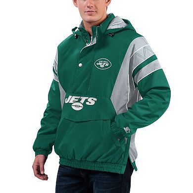 Men's Starter Green/Gray New York Jets Home Team Half-Zip Hoodie Jacket