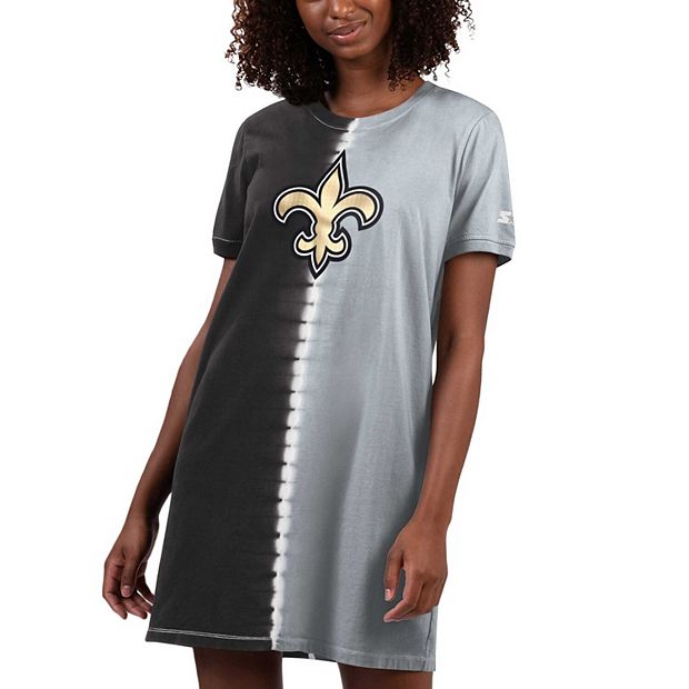 Women s Starter Black New Orleans Saints Ace Tie Dye T Shirt Dress