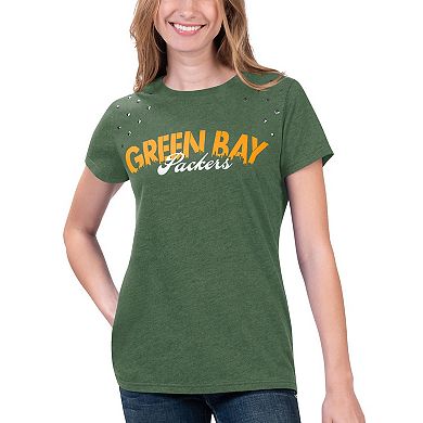 Women's G-III 4Her by Carl Banks Heathered Green Green Bay Packers Main Game T-Shirt