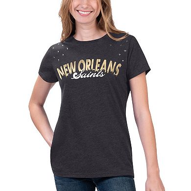 Women's G-III 4Her by Carl Banks Heathered Black New Orleans Saints Main Game T-Shirt