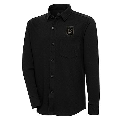Men's Antigua Black LAFC Streamer Diamond Button-Up Shacket
