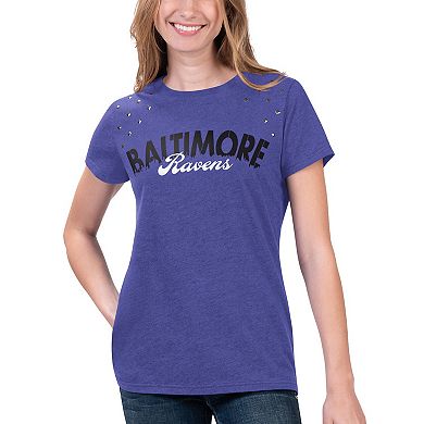 Women's G-III 4Her by Carl Banks Heathered Purple Baltimore Ravens Main Game T-Shirt