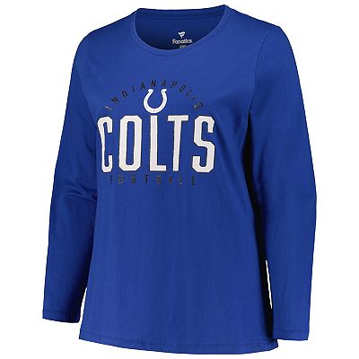 Women s Fanatics Branded Royal Indianapolis Colts Plus Size Foiled Play Long Sleeve T Shirt