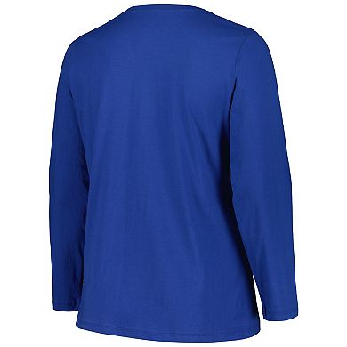 Women's Fanatics Branded Royal Indianapolis Colts Plus Size Foiled Play Long Sleeve T-Shirt
