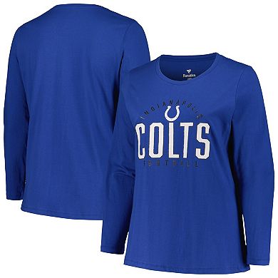 Women's Fanatics Branded Royal Indianapolis Colts Plus Size Foiled Play Long Sleeve T-Shirt
