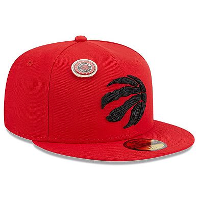 Men's New Era Red Toronto Raptors Chainstitch Logo Pin 59FIFTY Fitted Hat