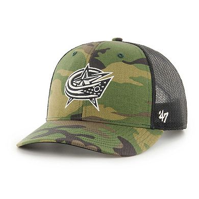 Men's '47 Camo/Black Columbus Blue Jackets Trucker Adjustable Hat