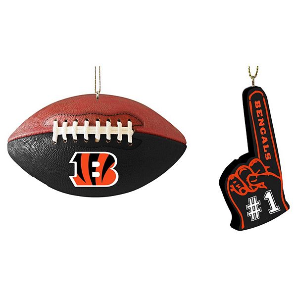 The Memory Company Cincinnati Bengals Football & Foam Finger Ornament TwoPack