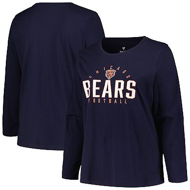 Women's Fanatics Branded Navy Chicago Bears Plus Size Foiled Play Long Sleeve T-Shirt