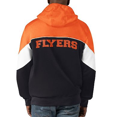 Men's Starter Black/Orange Philadelphia Flyers Power Forward Full-Zip Hoodie