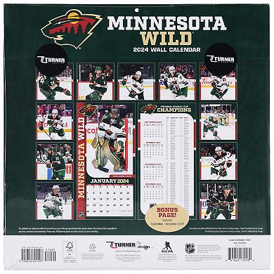 Minnesota Wild 2024 12'' x 12'' Team Wall Calendar