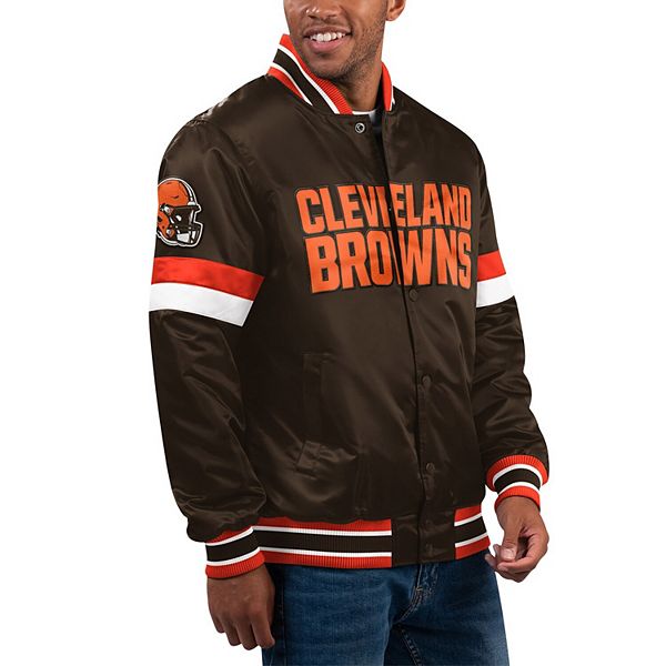 Men's Starter Brown Cleveland Browns Home Game Satin Full-Snap Varsity ...