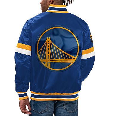 Men's Starter Royal Golden State Warriors Home Game Satin Full-Snap Varsity Jacket