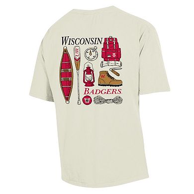 Men's Comfort Wash Cream Wisconsin Badgers Camping Trip T-Shirt