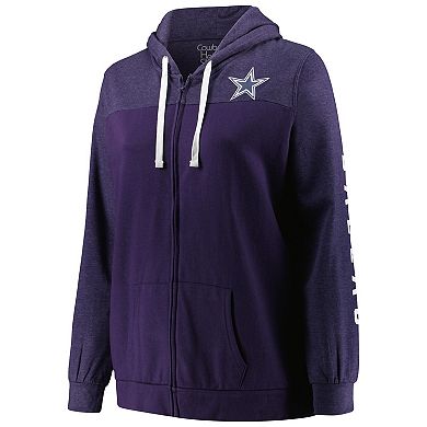Women's Fanatics Branded Heather Navy Dallas Cowboys Plus Size City Ties Full-Zip Hoodie