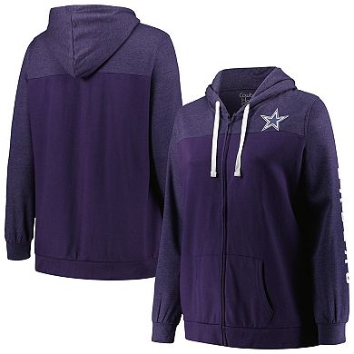 Women's Fanatics Branded Heather Navy Dallas Cowboys Plus Size City Ties Full-Zip Hoodie