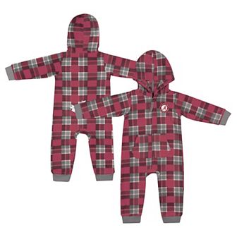 Infant Colosseum Crimson Alabama Crimson Tide Full-Zip Plaid Hoodie Long Sleeve Jumper