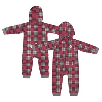Infant Colosseum Crimson Alabama Crimson Tide Full-Zip Plaid Hoodie Long Sleeve Jumper