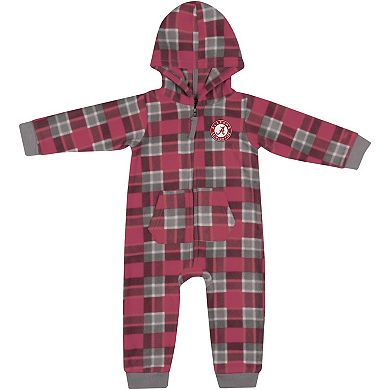 Infant Colosseum Crimson Alabama Crimson Tide Full-Zip Plaid Hoodie Long Sleeve Jumper
