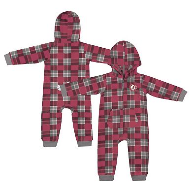 Infant Colosseum Crimson Alabama Crimson Tide Full-Zip Plaid Hoodie Long Sleeve Jumper