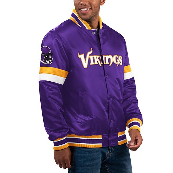 Men's Starter Purple Minnesota Vikings Home Game Satin Full-Snap ...