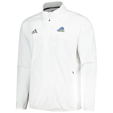 Men's adidas White Delaware Fightin' Blue Hens Sideline AEROREADY Raglan Quarter-Zip Jacket