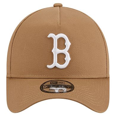 Men's New Era Khaki Boston Red Sox A-Frame 9FORTY Adjustable Hat