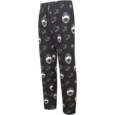 Men's Concepts Sport Black San Jose Sharks Gauge Allover Print Knit Sleep Pants