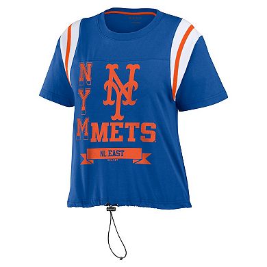 Women's WEAR by Erin Andrews Royal New York Mets Cinched Colorblock T-Shirt