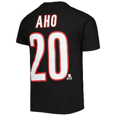 Youth Sebastian Aho Black Carolina Hurricanes Player Name & Number T-Shirt