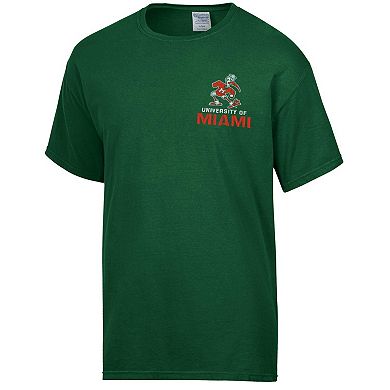 Men's Comfort Wash Green Miami Hurricanes Vintage Logo T-Shirt