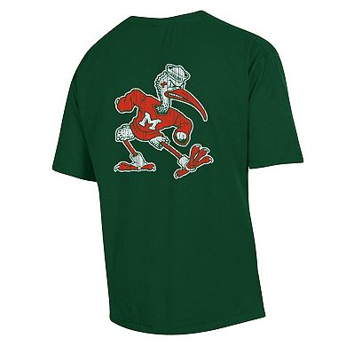 Men's Comfort Wash Green Miami Hurricanes Vintage Logo T-Shirt