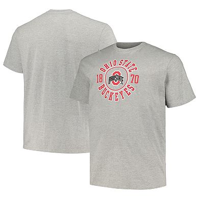 Men's Champion Heather Gray Ohio State Buckeyes Big & Tall Circle Logo T-Shirt