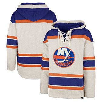 Men's '47 Oatmeal New York Islanders Rockaway Lacer Pullover Hoodie