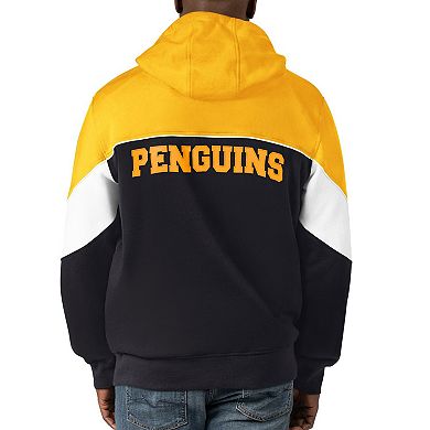 Men's Starter Black/Gold Pittsburgh Penguins Power Forward Full-Zip Hoodie