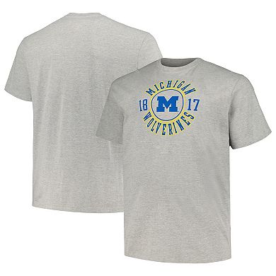 Men's Champion Heather Gray Michigan Wolverines Big & Tall Circle Logo T-Shirt