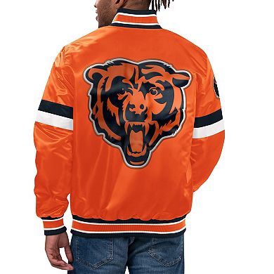 Men's Starter Orange Chicago Bears Home Game Satin Full-Snap Varsity Jacket