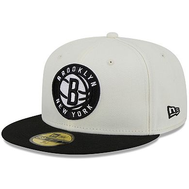 Men's New Era x Staple  Cream/Black Brooklyn Nets NBA x Staple Two-Tone 59FIFTY Fitted Hat